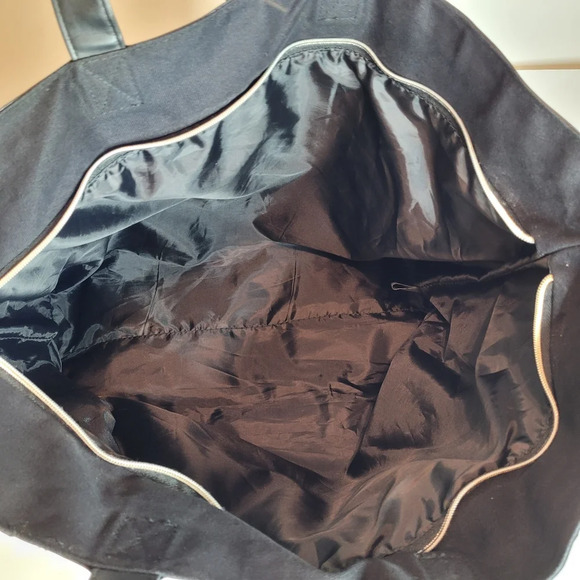 Victoria's Secret Sparkle Large Black Weekender Zippered Tote Bag - Picture 6 of 12